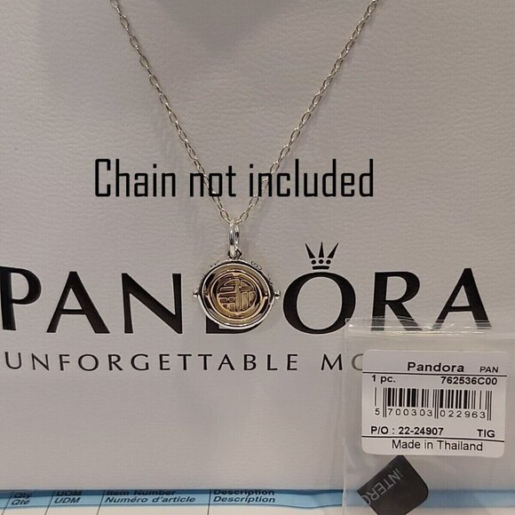 AUTHENTIC PANDORA TWO-TONE Fú Spinning Dangle Charm/Pendant 762536C00 - Picture 2 of 15